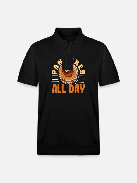 Pancakes all day enjoyment - Stanley/Stella Unisex Organic Polo Shirt PREPSTER - black
