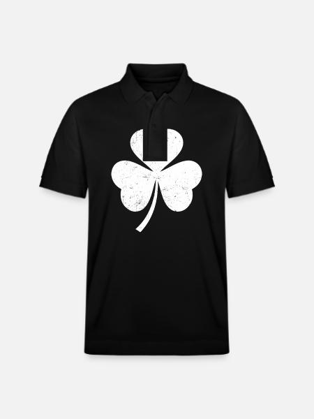 White Shamrock - Stanley/Stella Unisex Organic Polo Shirt PREPSTER - black