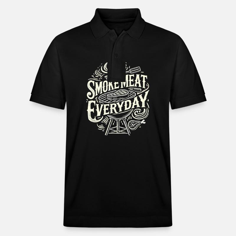Täglich Fleisch räuchern - Stanley/Stella Unisex Bio-Poloshirt PREPSTER - Schwarz