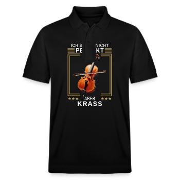 CELLO I DON'T PLAY PERFECTLY BUT CRASS - Stanley/Stella Unisex Organic Polo Shirt PREPSTER - black - Front - Roxy (174cm) & Andy (188cm)