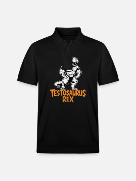 Testosaurus Rex Funny Bodybuilder Dinosaur - Stanley/Stella Unisex Organic Polo Shirt PREPSTER - black