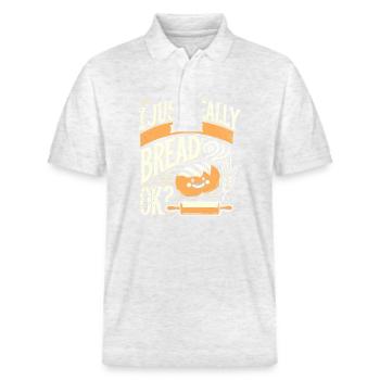 Ich mag Brot einfach sehr gerne, okay? - Stanley/Stella Unisex Bio-Poloshirt PREPSTER - Weiß meliert - Vorne - Roxy (174cm) & Andy (188cm)