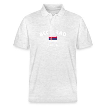 Belgrade Belgrade Serbia Serbia Flag - Stanley/Stella Unisex Organic Polo Shirt PREPSTER - heather white - Front - Roxy (174cm) & Andy (188cm)