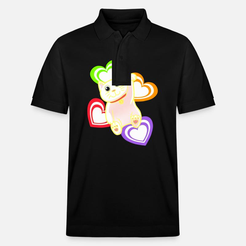 Chat Chats Coeur Coeurs - Polo PREPSTER bio Stanley/Stella Unisexe - noir