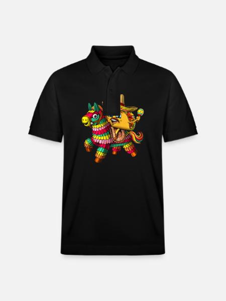 Mexican Taco Riding Pinata - Stanley/Stella Unisex Organic Polo Shirt PREPSTER - black
