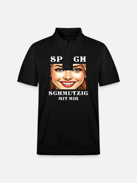 KVINNA LER, PRATA SNUSKIGT MED MIG - Ekologisk pikétröja PREPSTER unisex från Stanley/Stella - svart