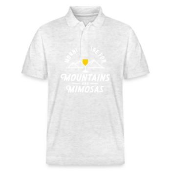 Der Morgen ist für Berge und Mimosen Wandern - Stanley/Stella Unisex Bio-Poloshirt PREPSTER - Weiß meliert - Vorne - Roxy (174cm) & Andy (188cm)