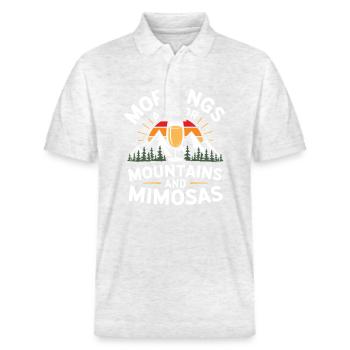 Der Morgen ist für Berge und Mimosen Wandern - Stanley/Stella Unisex Bio-Poloshirt PREPSTER - Weiß meliert - Vorne - Roxy (174cm) & Andy (188cm)