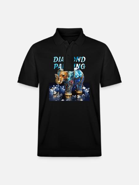 DIAMONDS ELEPHANT DIAMOND PAINTING - Stanley/Stella Unisex Organic Polo Shirt PREPSTER - black