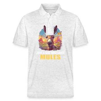 Mules Mule - Stanley/Stella Unisex Organic Polo Shirt PREPSTER - heather white - Front - Roxy (174cm) & Andy (188cm)