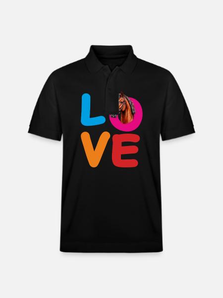 LOVE HORSE - Stanley/Stella Unisex Organic Polo Shirt PREPSTER - black