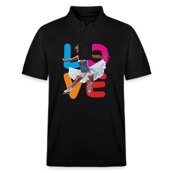 L’AMOUR DU PATINAGE ARTISTIQUE - Polo PREPSTER bio Stanley/Stella Unisexe - noir - Devant - Roxy (174cm) & Andy (188cm)