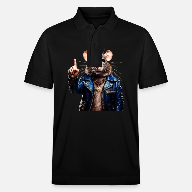 RATTE hebt Zeigefinger - Stanley/Stella Unisex Bio-Poloshirt PREPSTER - Schwarz