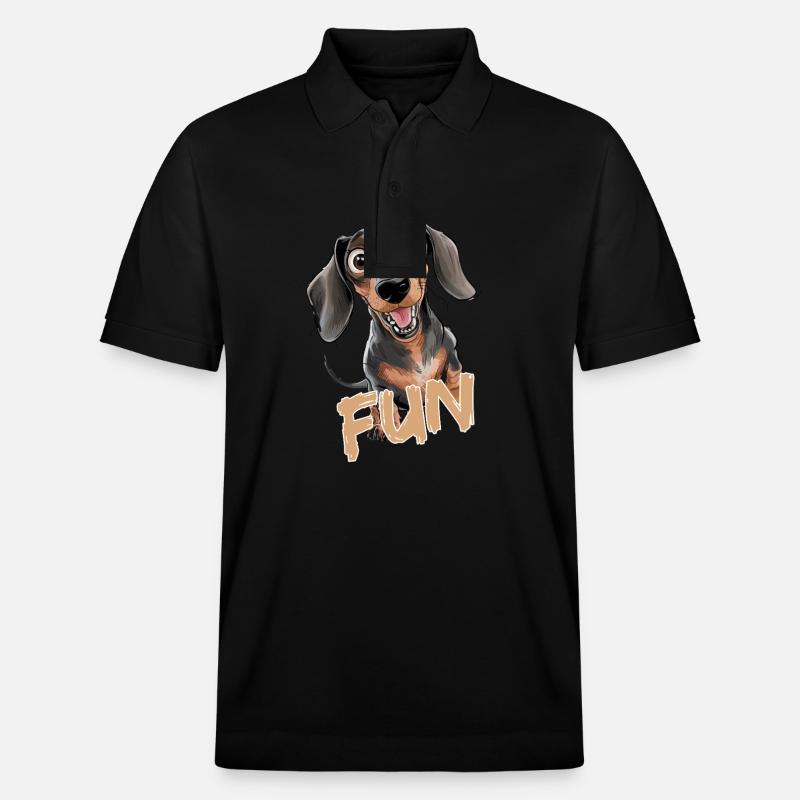 Fröhlicher Dackel mit Text Fun - Stanley/Stella Unisex Bio-Poloshirt PREPSTER - Schwarz