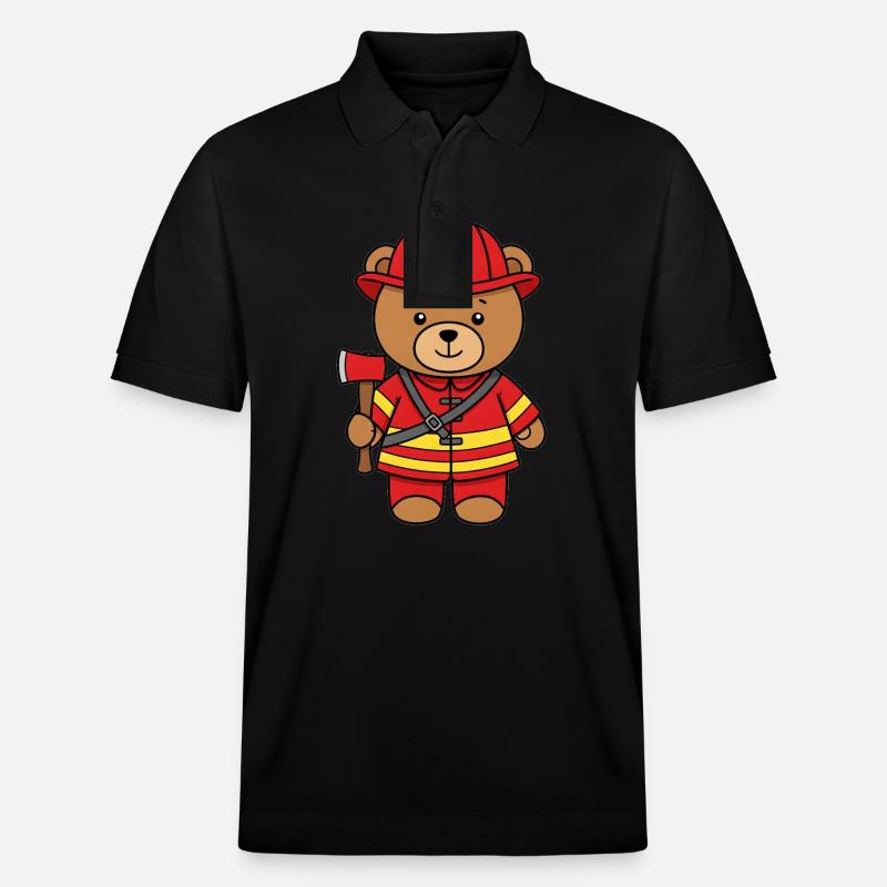 Teddybär Feuerwehrmann - Stanley/Stella Unisex Bio-Poloshirt PREPSTER - Schwarz