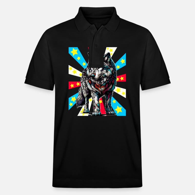 Tattoo Wolf Wölfe - Stanley/Stella Unisex Bio-Poloshirt PREPSTER - Schwarz