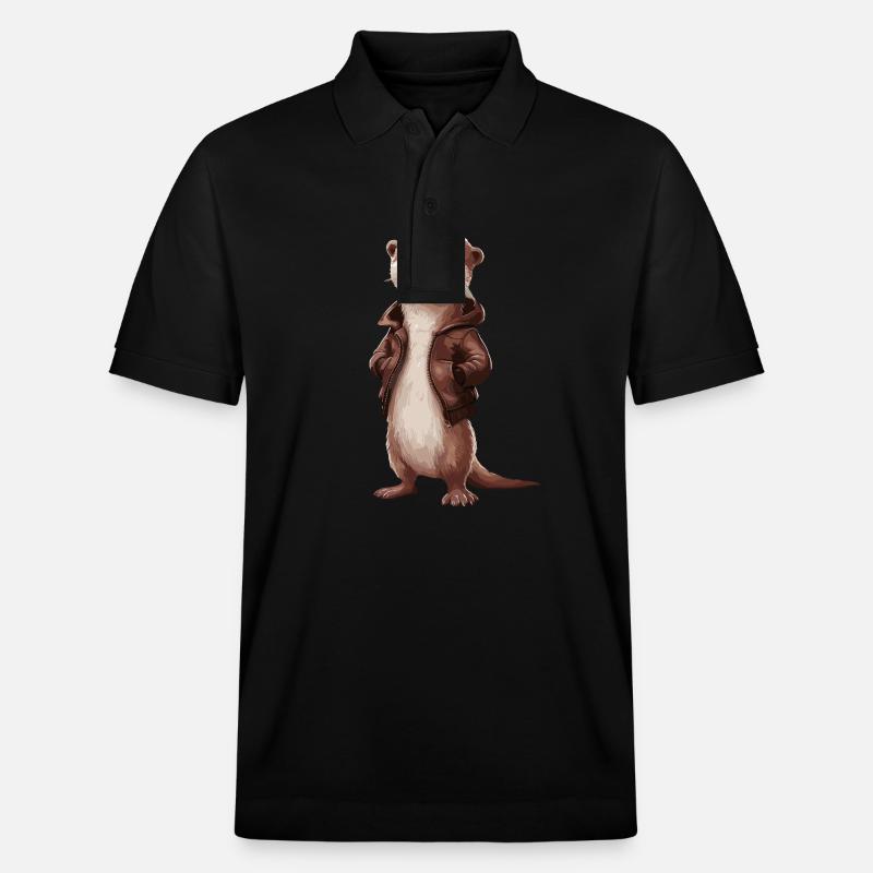 Cooler Otter Mit Lederjacke Illustrationskunst - Stanley/Stella Unisex Bio-Poloshirt PREPSTER - Schwarz