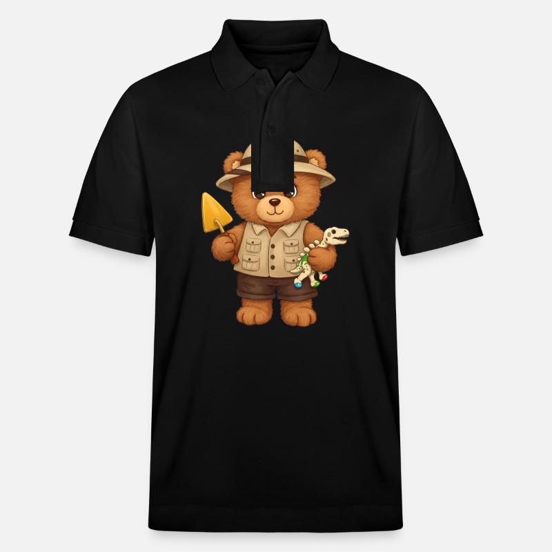 Teddybär Archäologe - Stanley/Stella Unisex Bio-Poloshirt PREPSTER - Schwarz