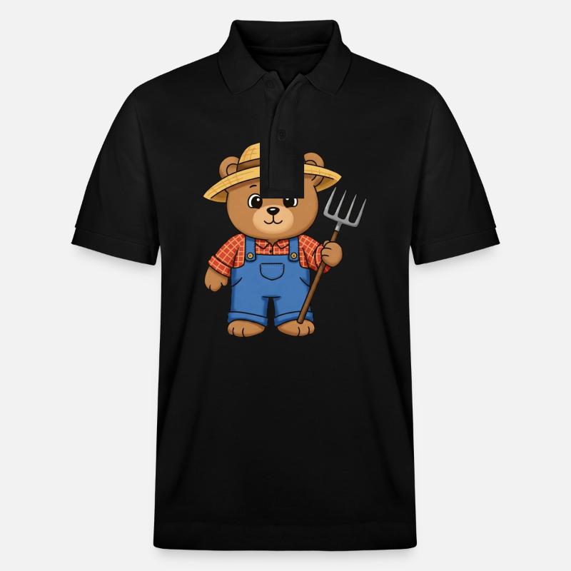 Fermier d’ours en peluche - Polo PREPSTER bio Stanley/Stella Unisexe - noir