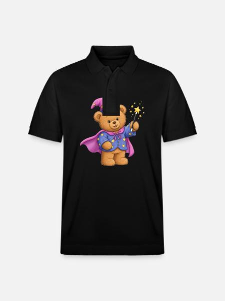 Teddybär Magier - Stanley/Stella Unisex Bio-Poloshirt PREPSTER - Schwarz