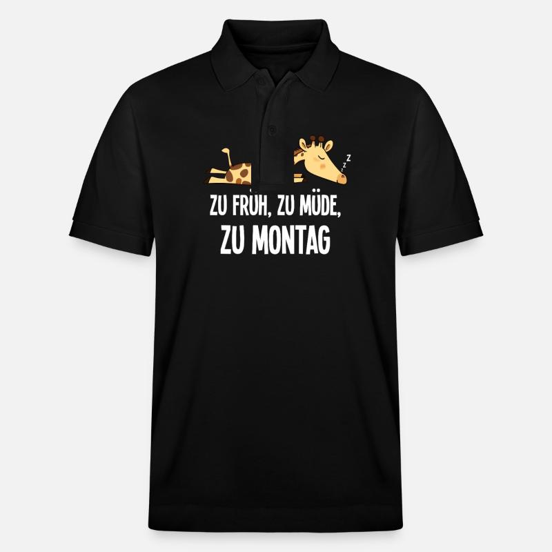 Giraffa mattina brontolone troppo presto troppo stanco per lunedì - Polo ecologica unisex PREPSTER di Stanley/Stella - nero