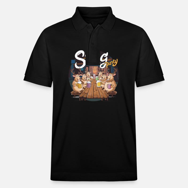 Lustige Hirsch-Junggesellenabschied Illustration - Stanley/Stella Unisex Bio-Poloshirt PREPSTER - Schwarz