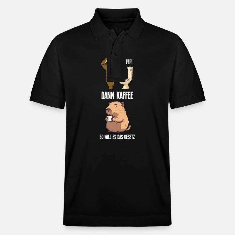 Paresseux Capybara : D’abord , puis café demain - Polo PREPSTER bio Stanley/Stella Unisexe - noir