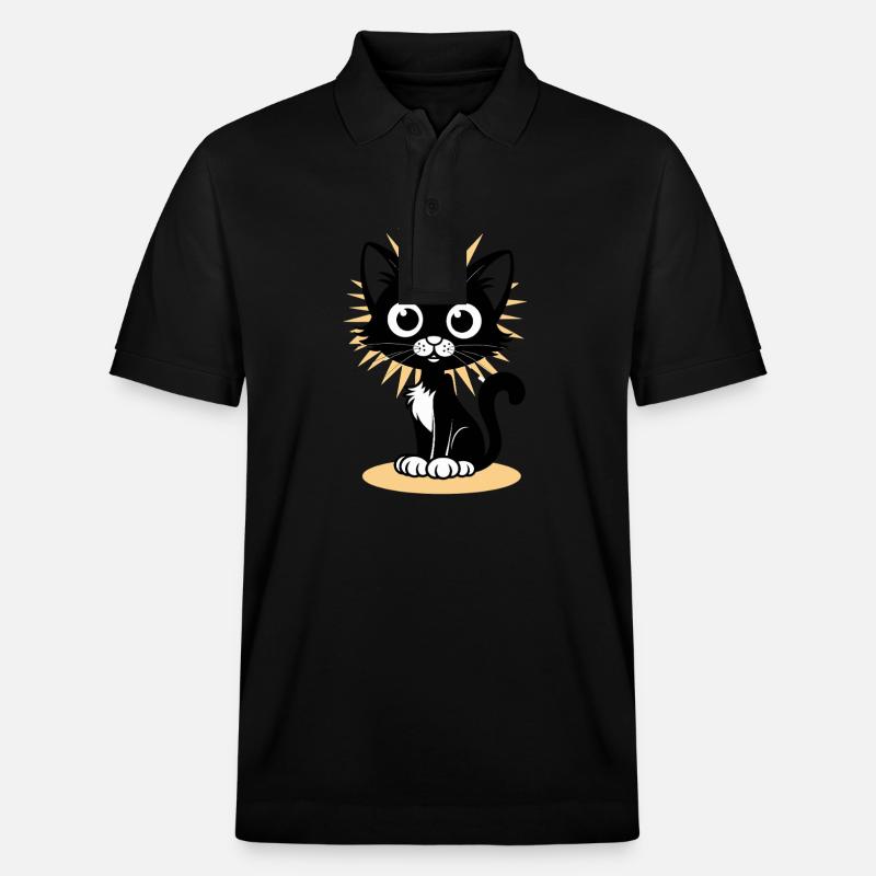 Charmante Schwarze Katze Mit Strahlendem - Stanley/Stella Unisex Bio-Poloshirt PREPSTER - Schwarz