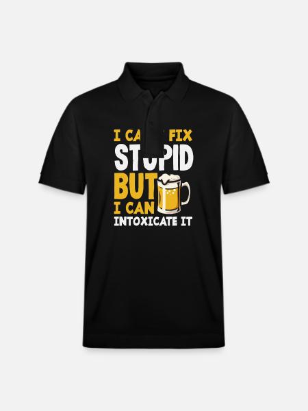 Bartender can't fix stupidly, but - Stanley/Stella Unisex Organic Polo Shirt PREPSTER - black