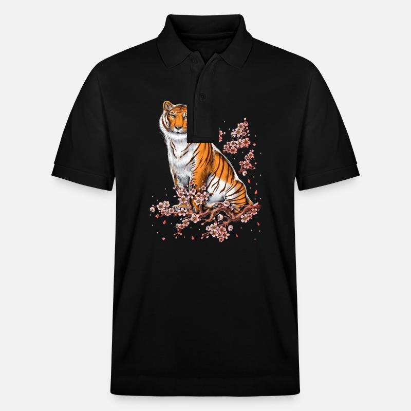 Cerisier Fleur Tigre - Polo PREPSTER bio Stanley/Stella Unisexe - noir