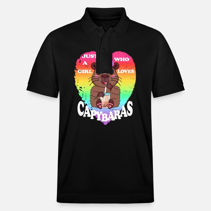 Capybara Bubble tea - Polo PREPSTER bio Stanley/Stella Unisexe - noir