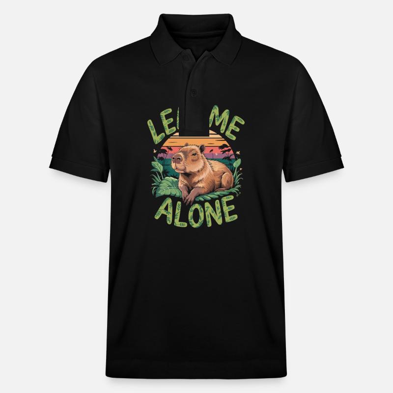 Capybara Leaf me alone - Stanley/Stella Unisex Bio-Poloshirt PREPSTER - Schwarz