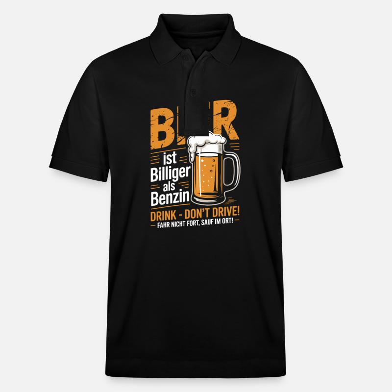 Witziges Bier Design - Stanley/Stella Unisex Bio-Poloshirt PREPSTER - Schwarz