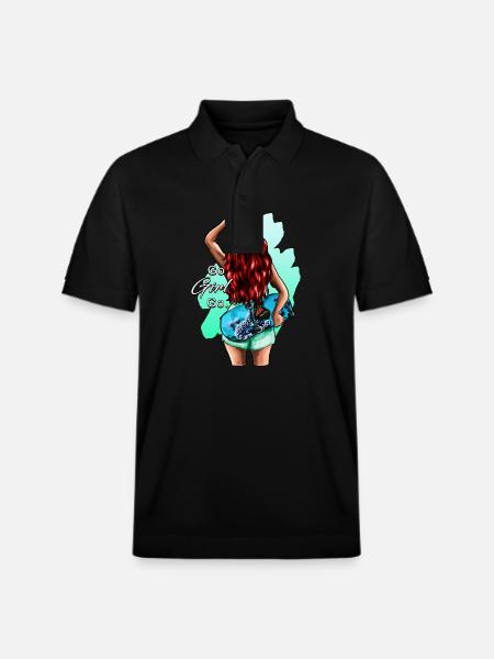 SkateR Girl - redhead - Stanley/Stella Unisex Organic Polo Shirt PREPSTER - black