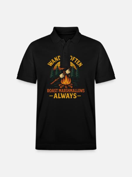 Hiking & Marshmallows Camping Vibes - Stanley/Stella Unisex Organic Polo Shirt PREPSTER - black