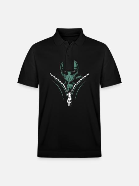 Mysterious Alien Sssh... Mysterious - Stanley/Stella Unisex Organic Polo Shirt PREPSTER - black