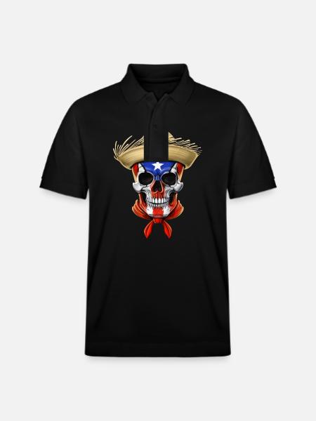 Puerto Rico Skull - Stanley/Stella Unisex Organic Polo Shirt PREPSTER - black