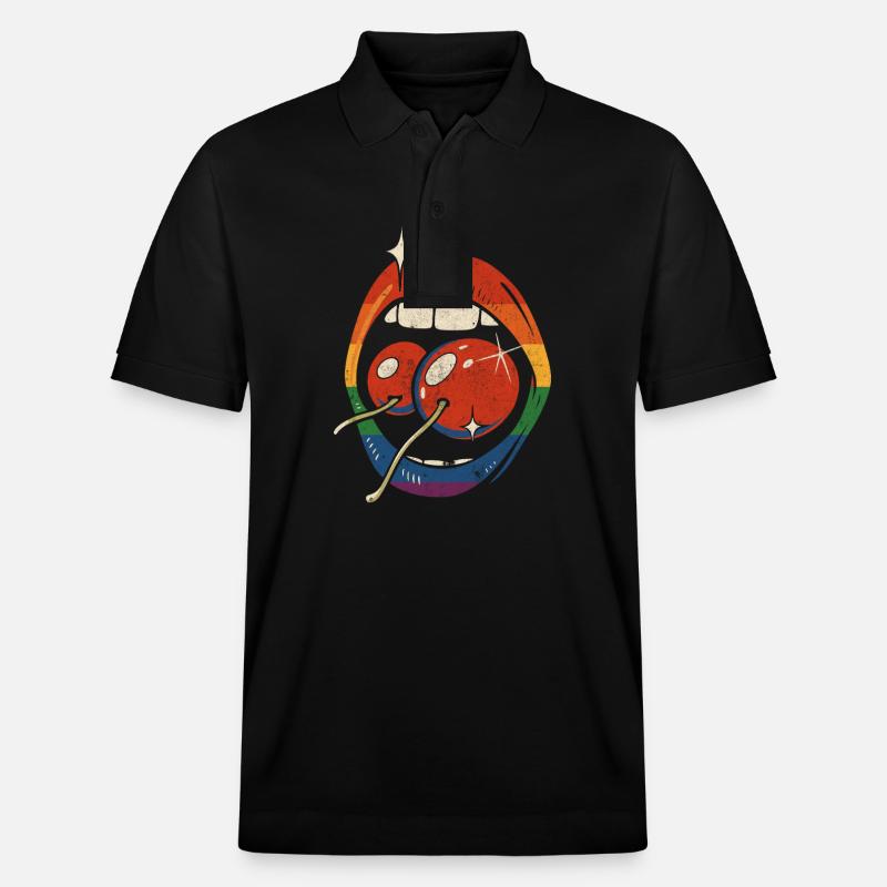 Bouche LGBTQ aux cerises - Polo PREPSTER bio Stanley/Stella Unisexe - noir