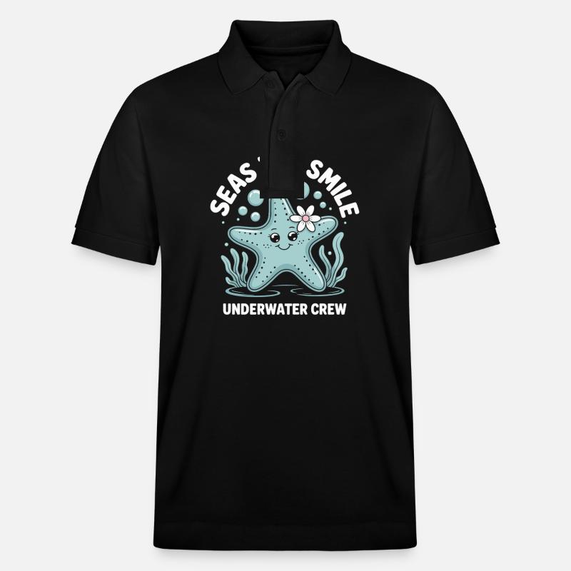 Design mignon d’étoile de mer - Polo PREPSTER bio Stanley/Stella Unisexe - noir
