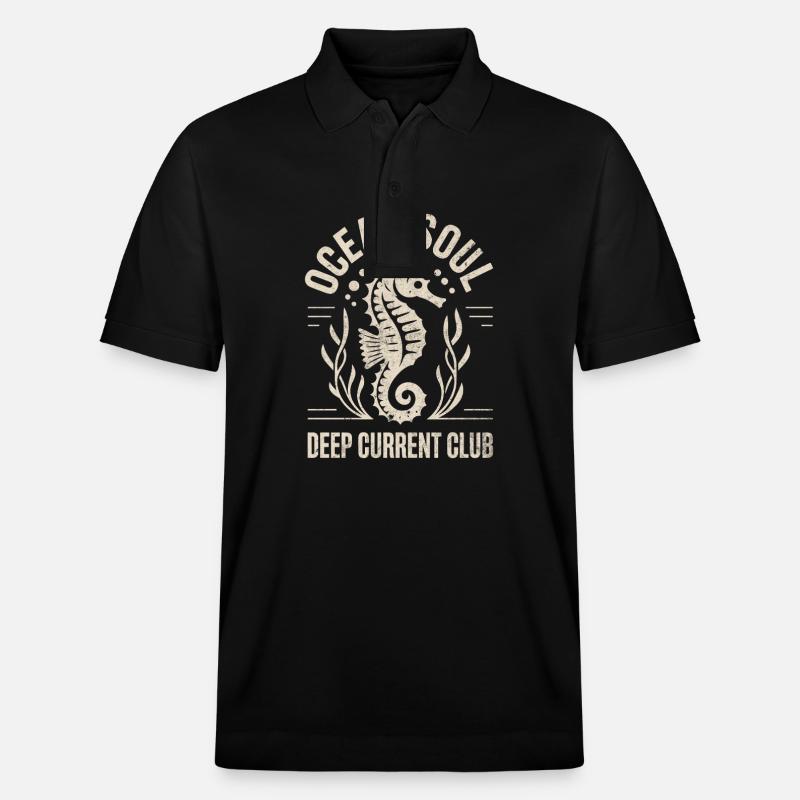 Ocean Soul Seepferdchen Design - Stanley/Stella Unisex Bio-Poloshirt PREPSTER - Schwarz