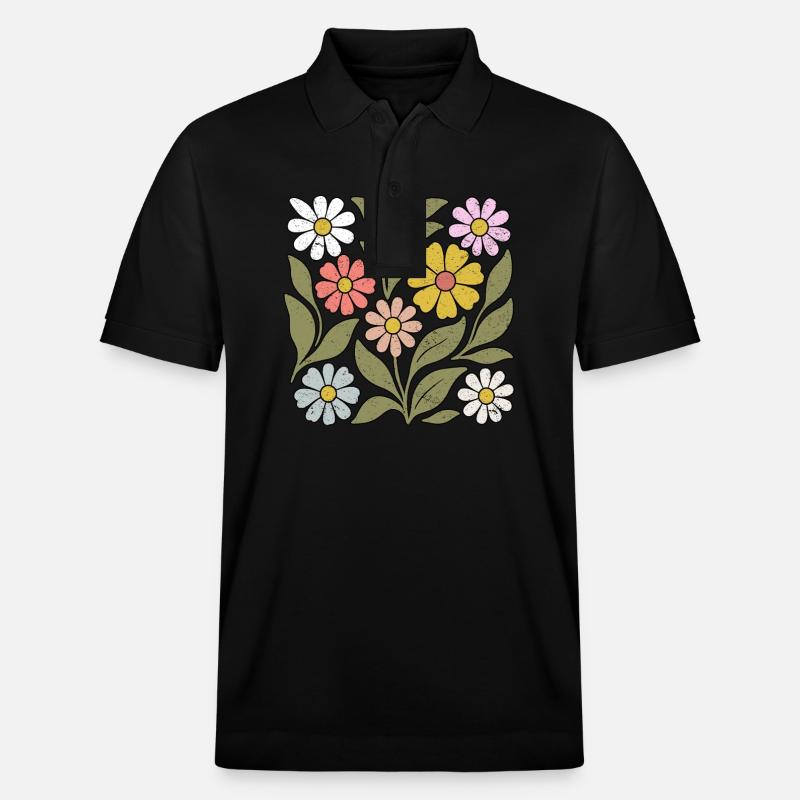 Boho Fleur sauvage - Polo PREPSTER bio Stanley/Stella Unisexe - noir