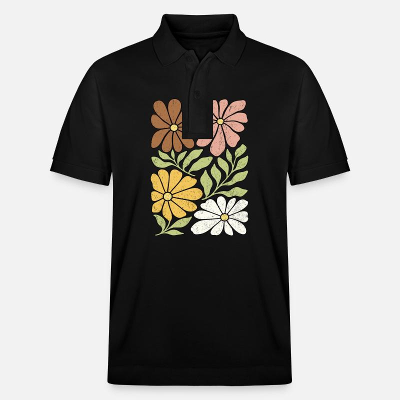 Wildblumen Boho - Stanley/Stella Unisex Bio-Poloshirt PREPSTER - Schwarz