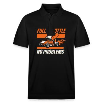 Sprint Car Racing Dirt Track Speed Oval Race - Stanley/Stella Unisex Organic Polo Shirt PREPSTER - black - Front - Roxy (174cm) & Andy (188cm)