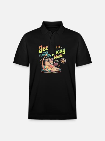 Jeez Vacay Mode Capybara - Stanley/Stella Unisex Bio-Poloshirt PREPSTER - Schwarz