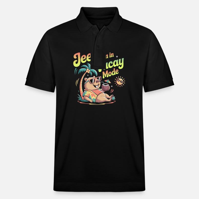 Jeez Vacay Mode Capybara - Polo PREPSTER bio Stanley/Stella Unisexe - noir
