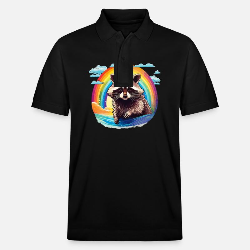 WASCHBÄR REGENBOGEN - Stanley/Stella Unisex Bio-Poloshirt PREPSTER - Schwarz