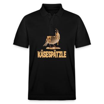 Käsespätzle Vogel Illustrativ Humorvoll - Stanley/Stella Unisex Bio-Poloshirt PREPSTER - Schwarz - Vorne - Roxy (174cm) & Andy (188cm)
