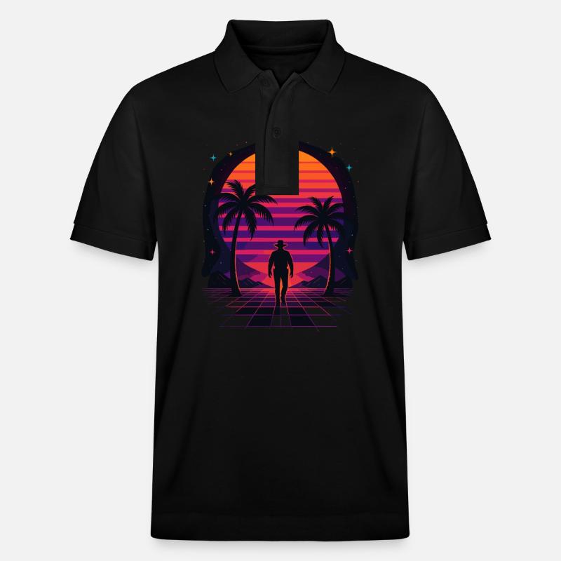 Synthwave Cowboy - Vêtements Désert - Polo PREPSTER bio Stanley/Stella Unisexe - noir