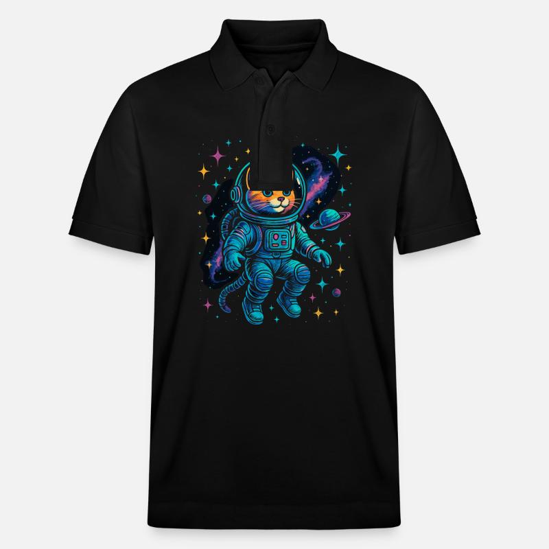Chat de l’espace - Chat astronaute - Polo PREPSTER bio Stanley/Stella Unisexe - noir