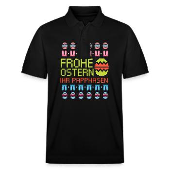 Ugly Easter hässliche Ostern Ostergeschenk - Stanley/Stella Unisex Bio-Poloshirt PREPSTER - Schwarz - Vorne - Roxy (174cm) & Andy (188cm)